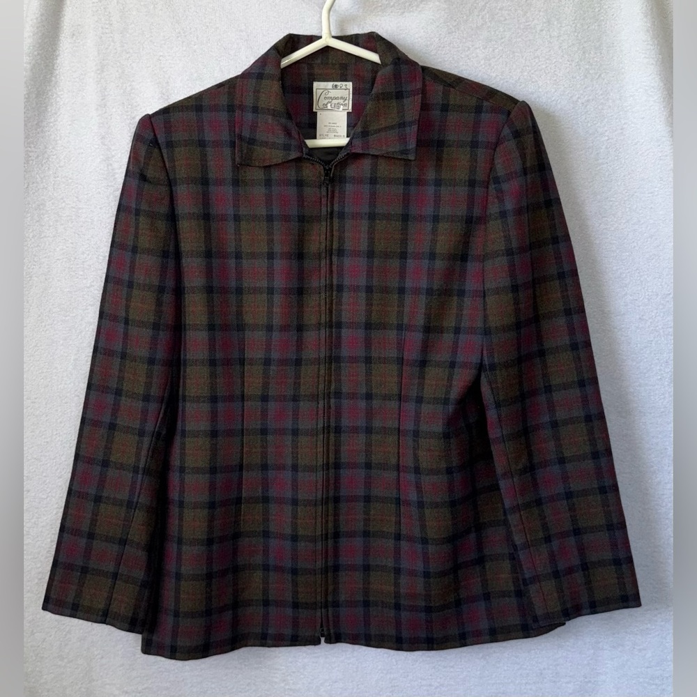 Vintage 70s Company Collection size 8 green plaid jacket